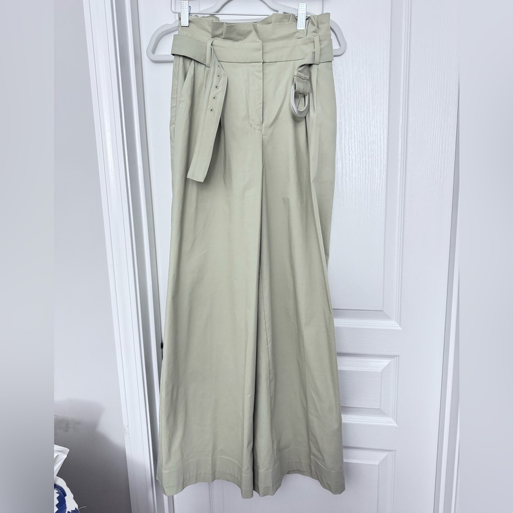NWOT Express Sage Green high waisted paper bag wide leg pants 0